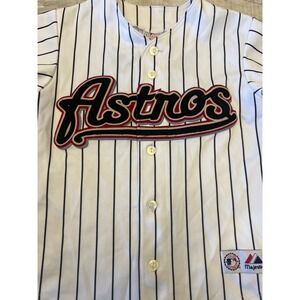 Vintage Majestic Houston Astros Biggio #7 Pinstripe Jersey Youth Baseball Shirt‎